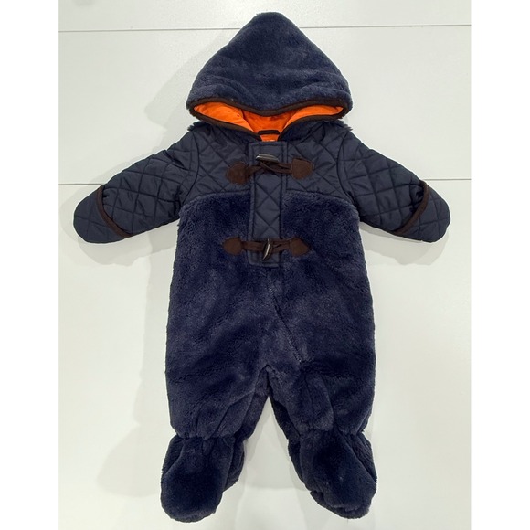 R 1881 by S.Rothschild Baby Blue Quilted Faux Fur Hooded Pram Suit 3/6M (17) - Picture 1 of 10